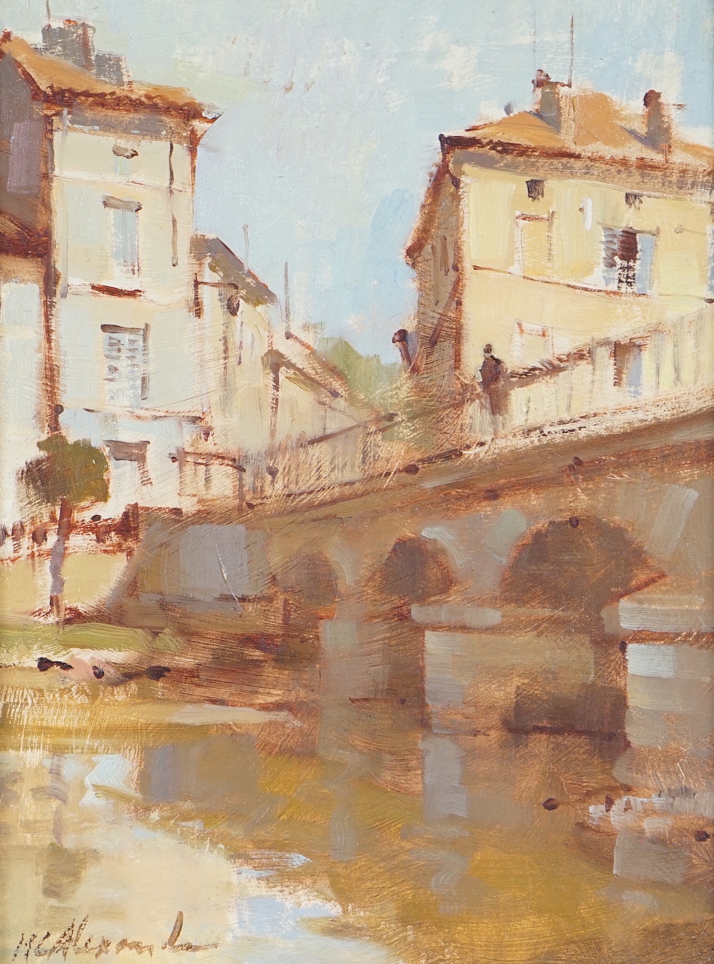 Matthew Alexander (b.1953-), oil on board, ‘’Brantome, Dordogne, France’’, signed, 19 x 14cm, Provenance: David Messum, Summer exhibition, 1998.